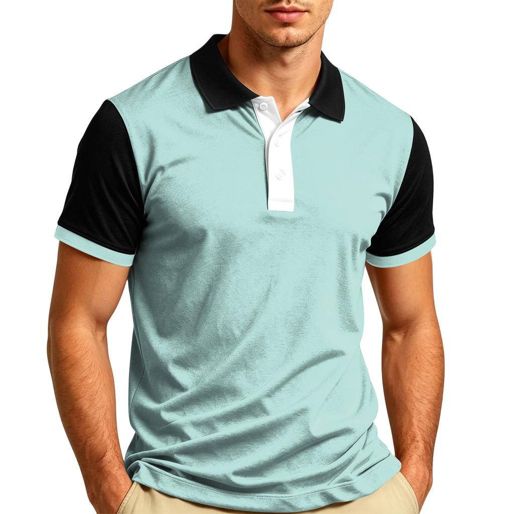 Maglietta Polo Casual da Uomo a Manica Corta con Collo T-shirt Tessuto Leggero Traspirante Morbido Top Estivo