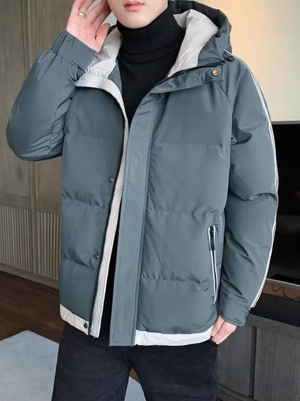 Men's Plus Size Hooded Winter Jacket - Windproof Down Cotton Coat for Youth