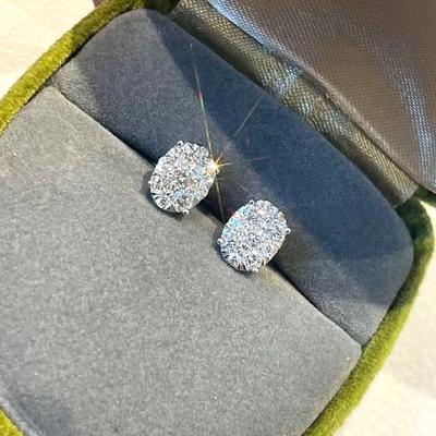 Pure and Fresh Lady Stud Earrings Dazzling Zirconia Accessories for Women Versatile Trendy Jewelry Low-key Luxury Gift
