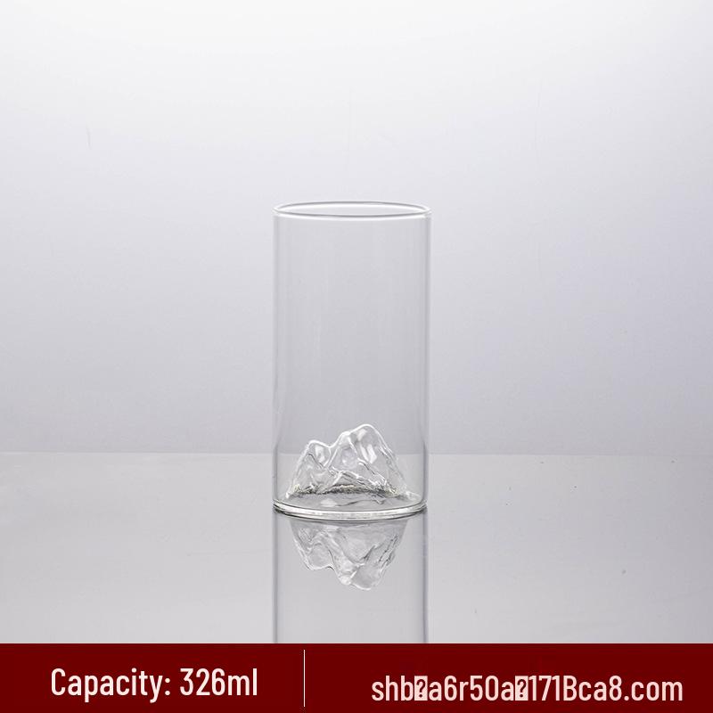 Heat-Resistant Borosilicate Glass Green Tea Cup – Transparent Mountain View, Anti-Scald Insulation, Perfect for Home Tea Brewing.