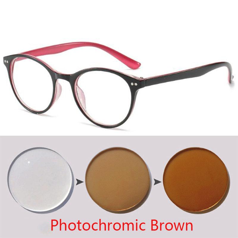 -1 -1.5 -2 -2.5 -3 -3.5 -4 -4.5 -5 -5.5 -6  Photochromic Myopia Prescription Glasses Women Eyewear Men Round Glasses