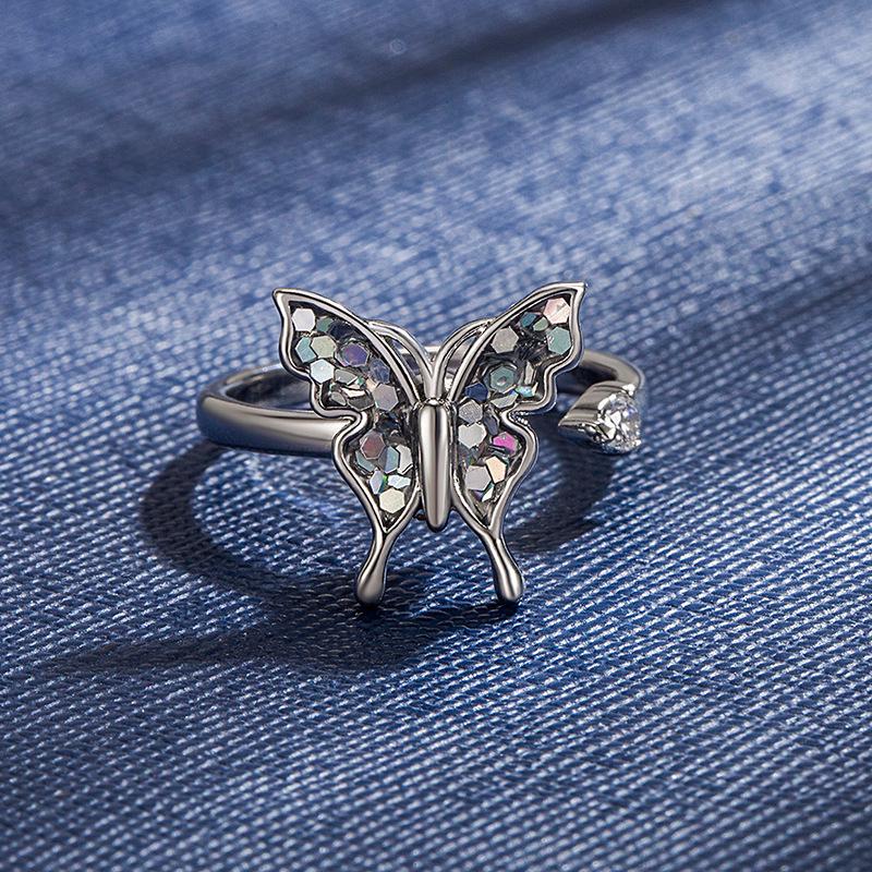 Rotating Copper-Plated Gold Butterfly Ring - Unique & Exquisite Design