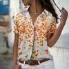 Damen Kurzarmhemd Vintage Blumenprint Damen Blusen Oberteile