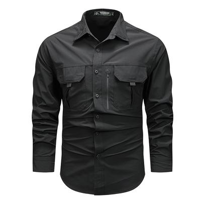 Camisas tácticas de primavera y otoño para hombre, camisa de manga larga tipo cargo para exteriores, informal, de secado rápido, para acampar, senderismo, pesca y trabajo.