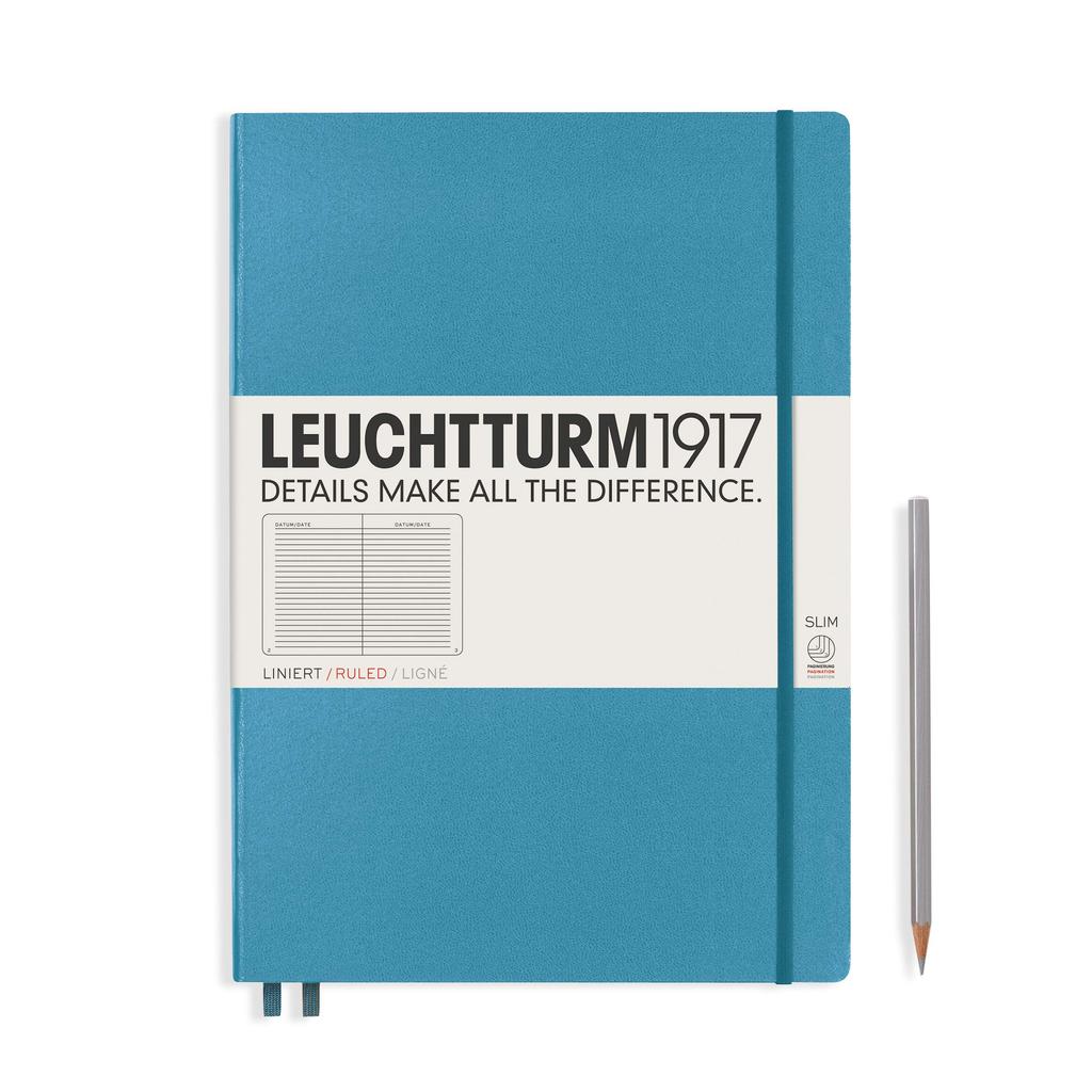 LEUCHTTURM1917 - Master Slim A4+ - Lined Hardcover Notebook (Nordic Blue) - 123 Pages