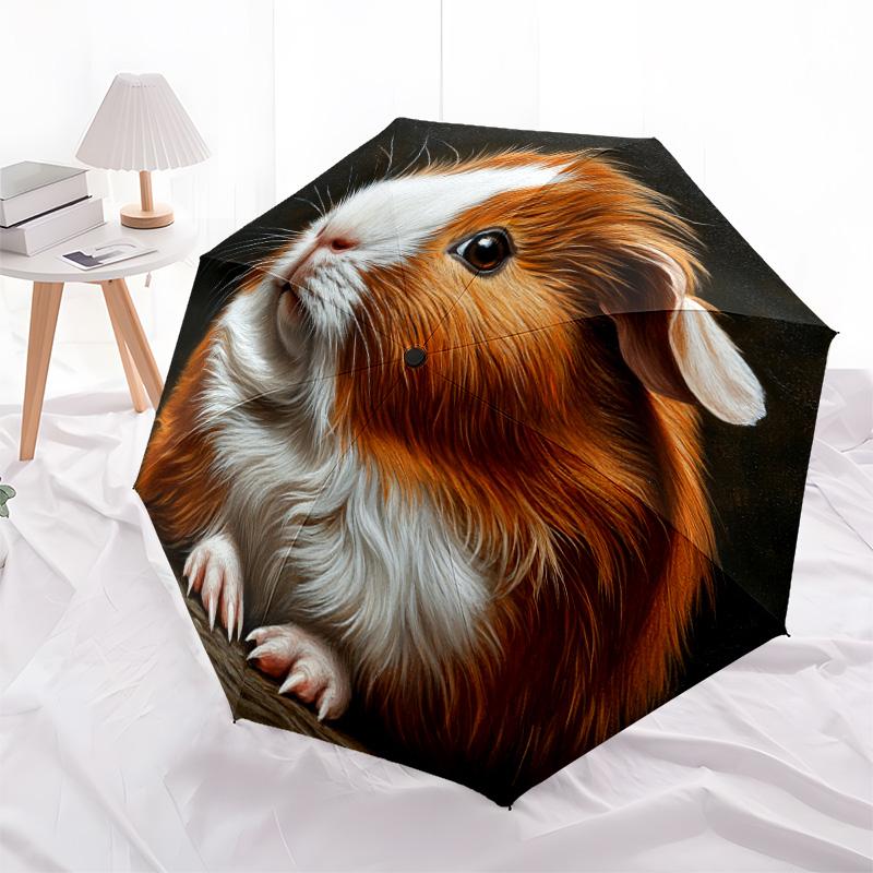 1 PC Automatic Folding Umbrella - Cute Guinea Pig Pattern, Portable & Foldable Design with 8 Ribs, Christmas Birthday Gifts