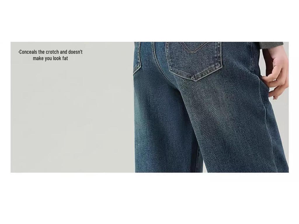 Women's High Waist Retro Straight-Leg Jeans - Spring/Autumn 2025, Versatile for Pear-Shaped Bodies, Narrow & Wide Leg Options Available