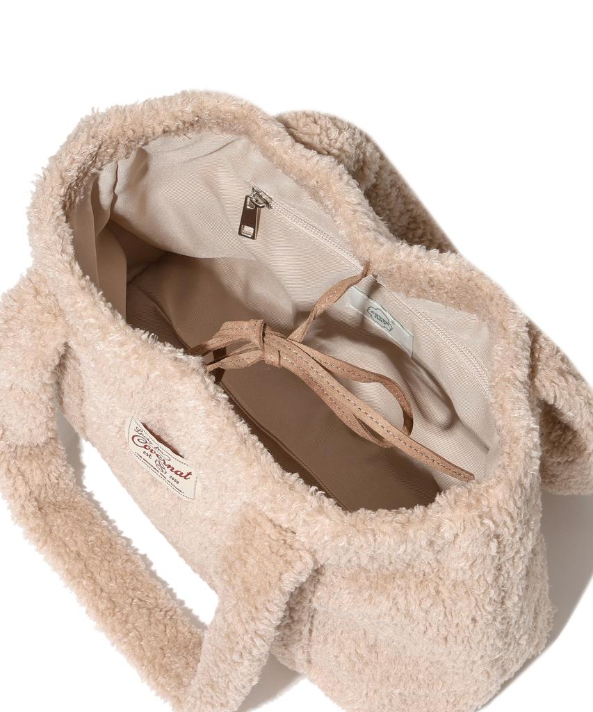 Covernat Woman Clover Heart Fluffy Medium Tote Bag Beige