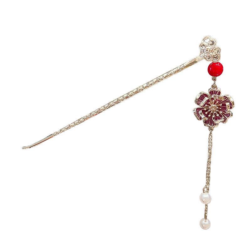 Ancient Hanfu Style Pearl Tassel Lily of the Valley Hairpin for Women