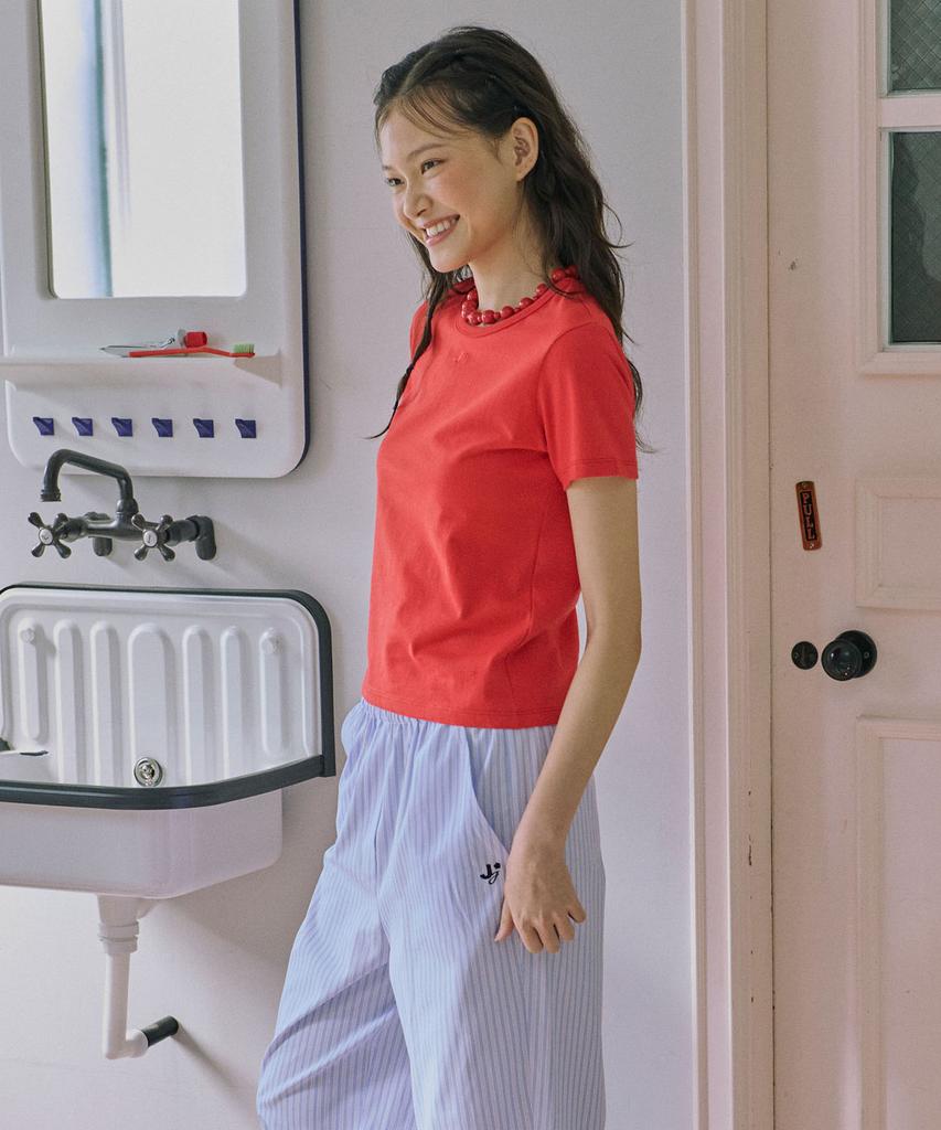 JUNEJUNE SPACE Slim Cut-Out Tee_Red