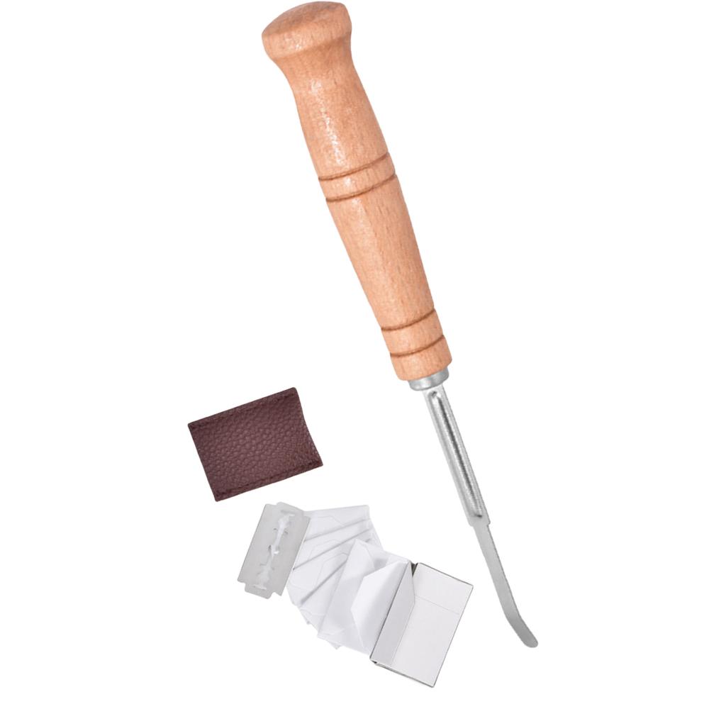 Bageta s dřevěnou rukojetí Lame na chléb s koženým pouzdrem Ergonomická rukojeť Nástroj na řezání těsta Příslušenství pro domácí pečení