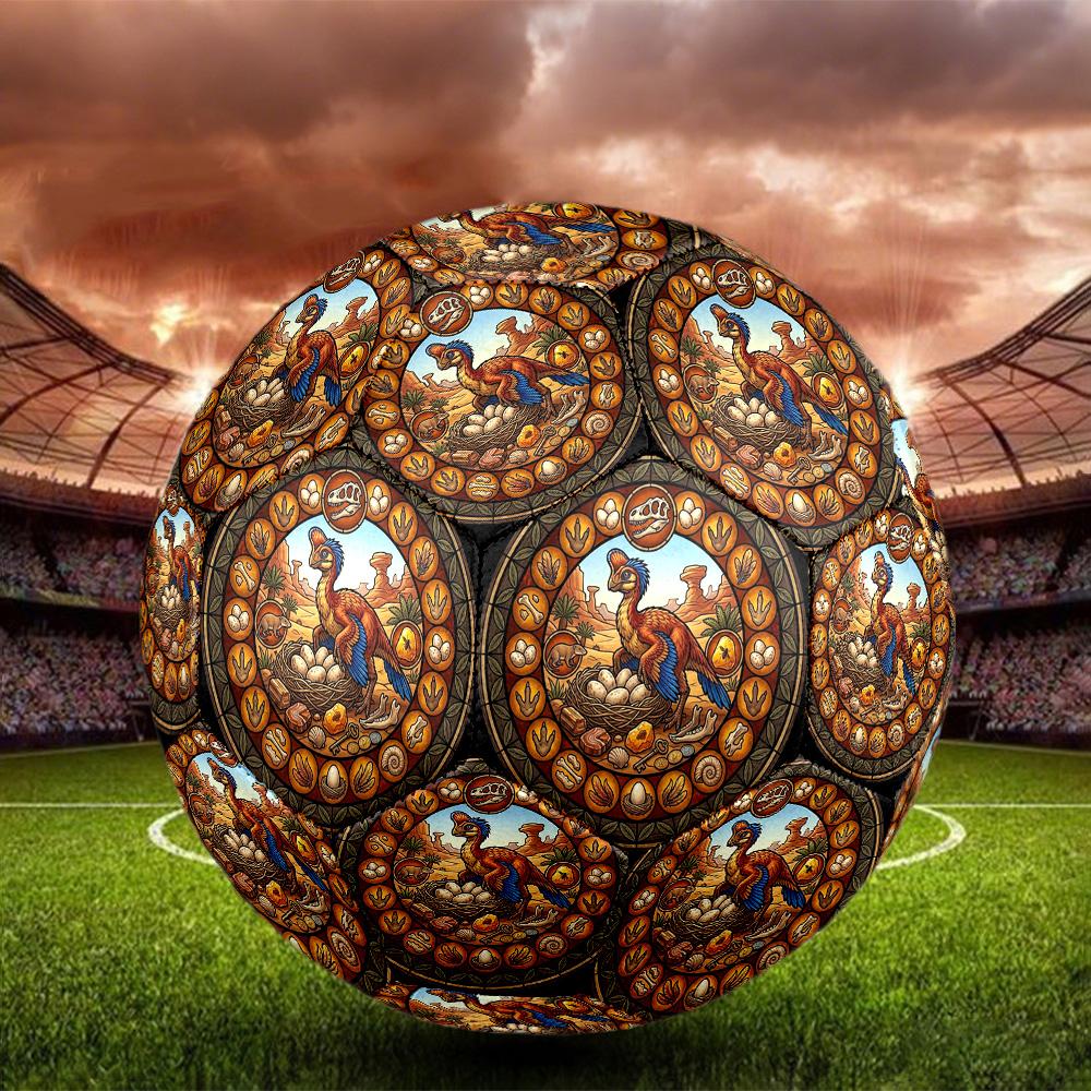 Dinosaur Fossil Scene Round Football Size 5 Adult Ball Suitable for Training Matches and Outdoor Team.