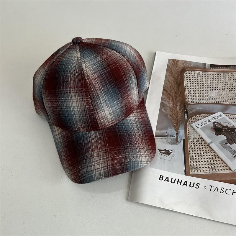 

Классическая клетчатая кепка с градиентным переходом, детская мода, ретро уличный стиль, повседневная универсальная синяя бейсболка M（56-58cm）