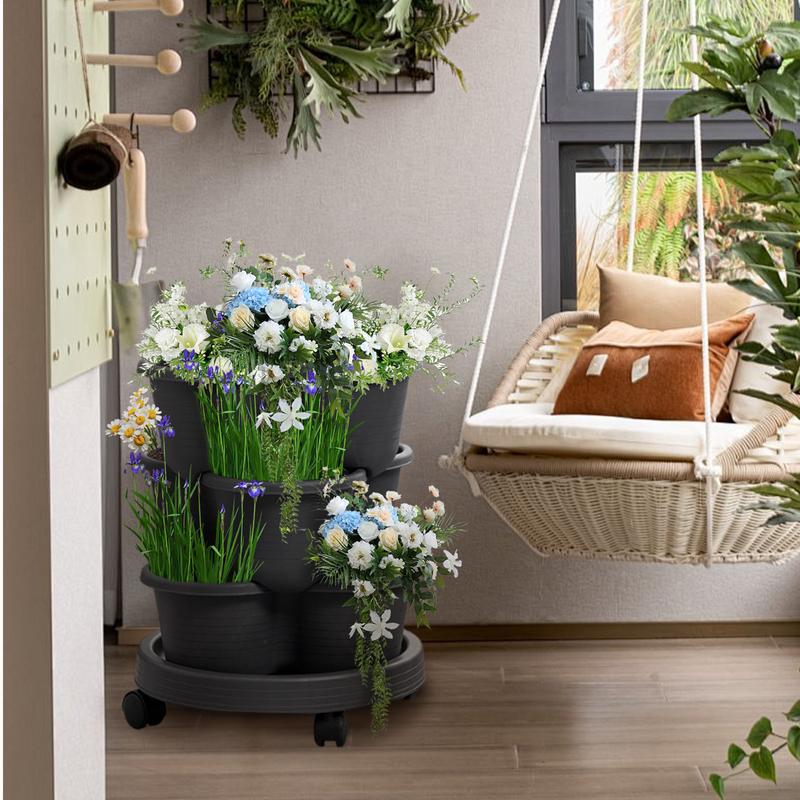 Strawberry Planter Tower 3 Tiers Vertical Tower Stackable Pot Stacking Garden Flower and Vegetable Planter for Home Garden China Mainland