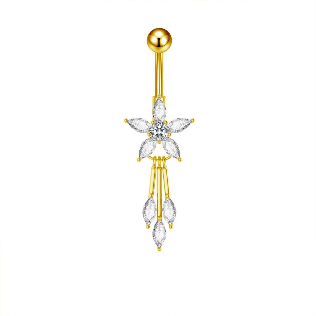 Evropský a americký měděný zirkonový květinový prsten do pupíku