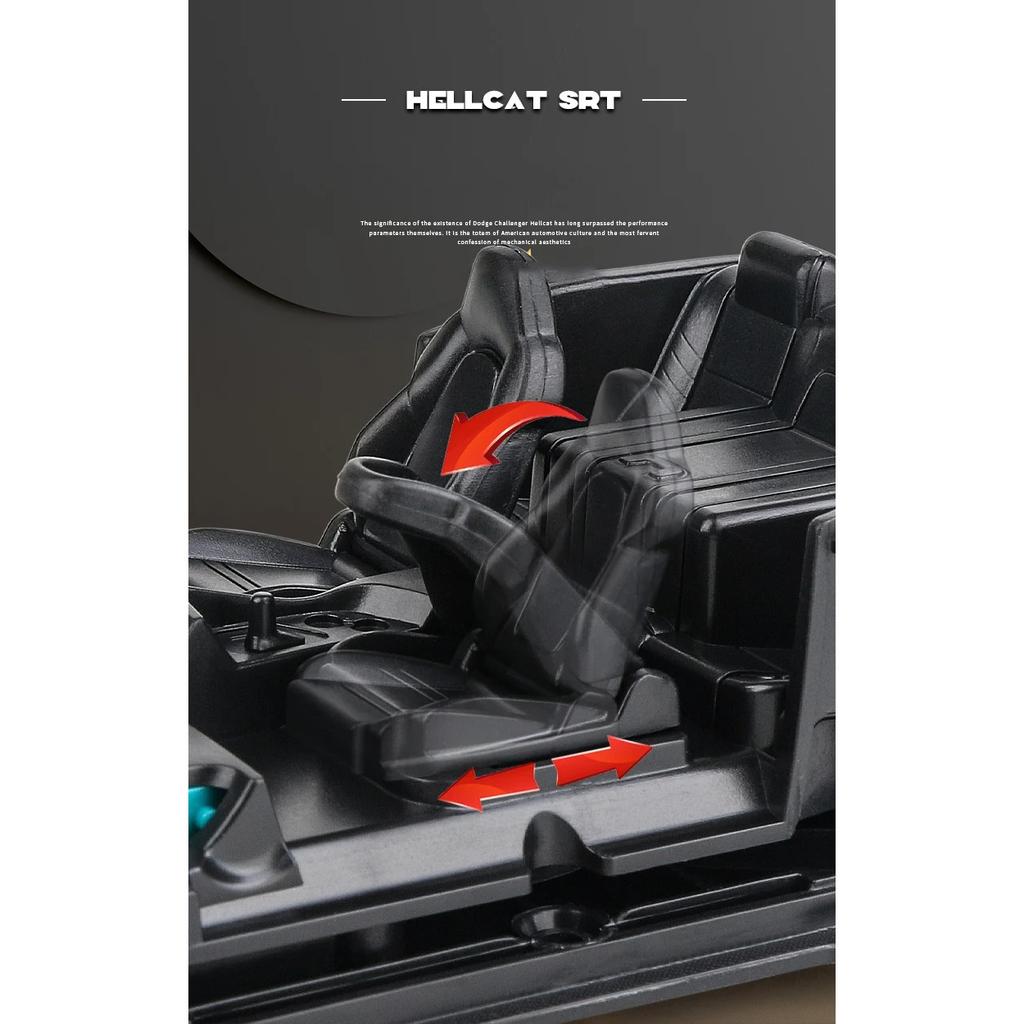 New 1/32 Challenger SRT Hellcat 2024 Alloy Car Model Sound and Light Pull Back Children's Toy Collectibles Birthday Gift