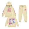 Kids' Long Sleeve Loose Pullover Letter Print Drawstring Hooded Sweatshirt Sweatpants Set