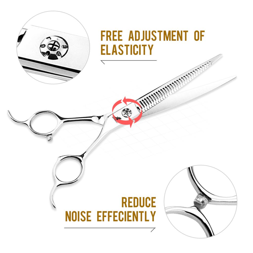 7.5-Inch Curved Magic Tooth Scissors, Pet Trimming Scissors, Thin Scissors, Professional-Grade Pet Division Special