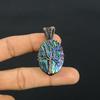 Abalone Shell 999 Copper Wire Wrapped Pendant, Handmade Gemstone Pendant Jewelry, Gifts For Wife Brand New Pendant
