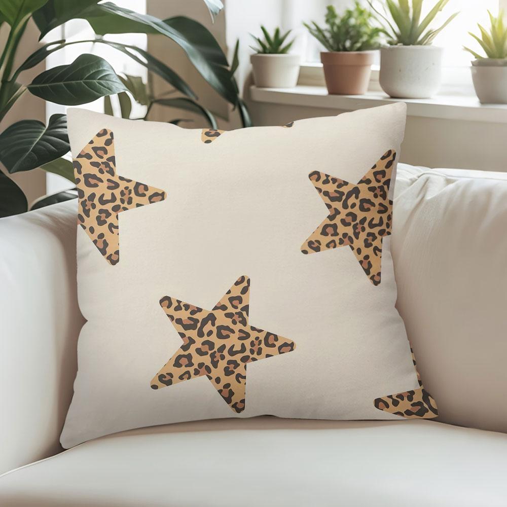 Leopard Star Design square Jacquard Pillow Cover for Sofa Office Waist Cushion Cover Home Decorative Pillowcase