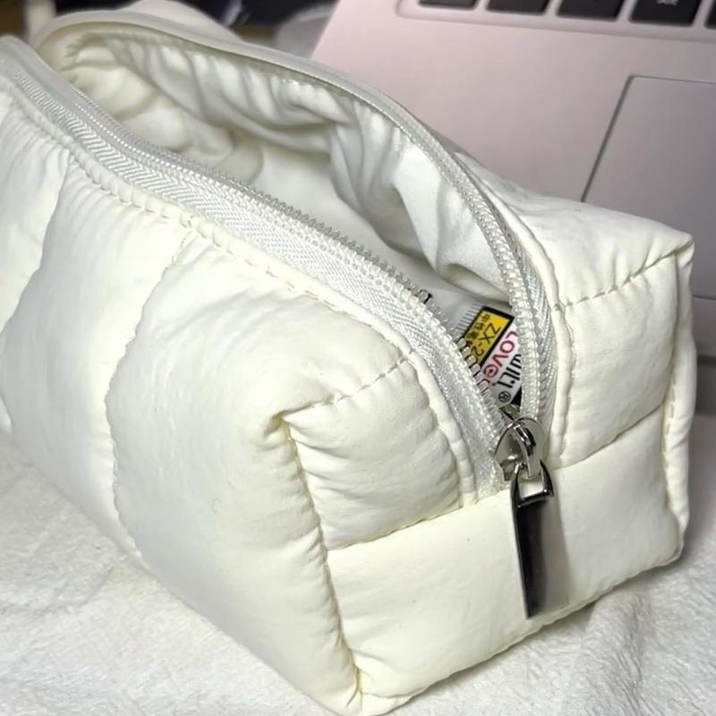 Cream Pencil Case Ins Solid Color Simple High Beauty Girl Heart Large Capacity Student Stationery Storage