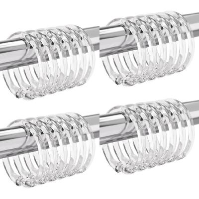 24 Piece Acrylic Shower Hook Set Smooth Sliding Snap Rings Durable Bathroom Hardware For Curtains