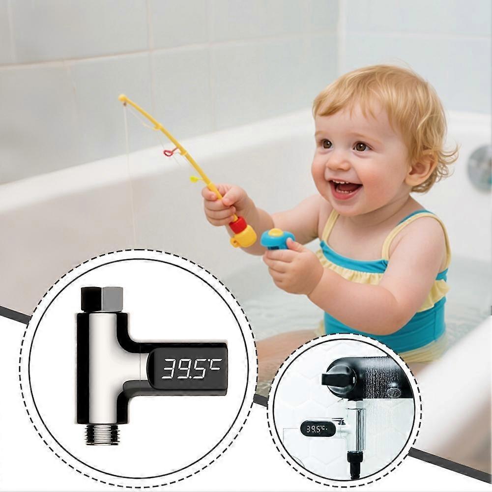 Water Temperature Sensing Meter Battery Free with Flow Power Generation Celsius Fahrenheit Display 3 Color Light Timing for Zhinuan