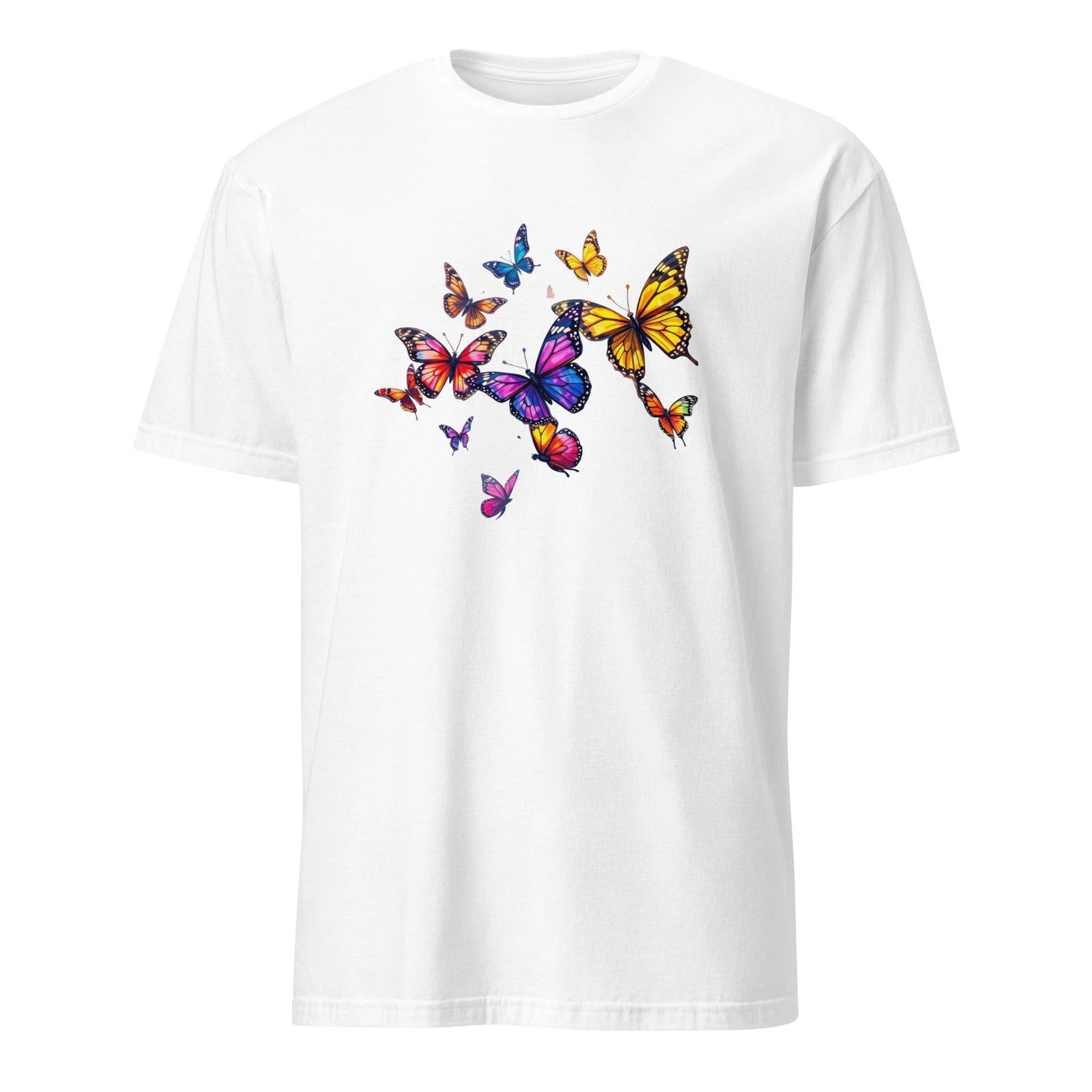 Butterfly Unisex 100% Cotton T-shirt Mens Tees Top, fun flower nature outdoors S