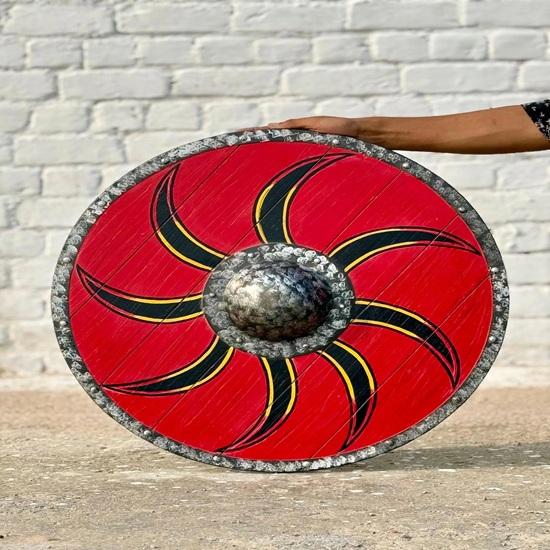60.96 Cm Medieval Wooden Viking Shield Wall Decor, Wood Wall Art, Handmade Home Decor, Fathers Day Gift For Him