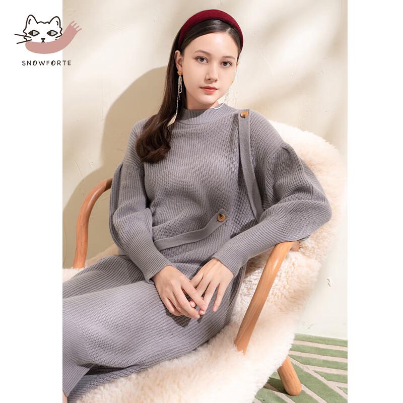 Snuoford Women's Autumn/Winter Wool Blend Knit Midi Dress