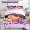 Dora l'Esploratrice Personalizza il tuo nome Set Biancheria da Letto Copripiumino Traspirante con Federe Decorazione per la Casa Regalo di Compleanno