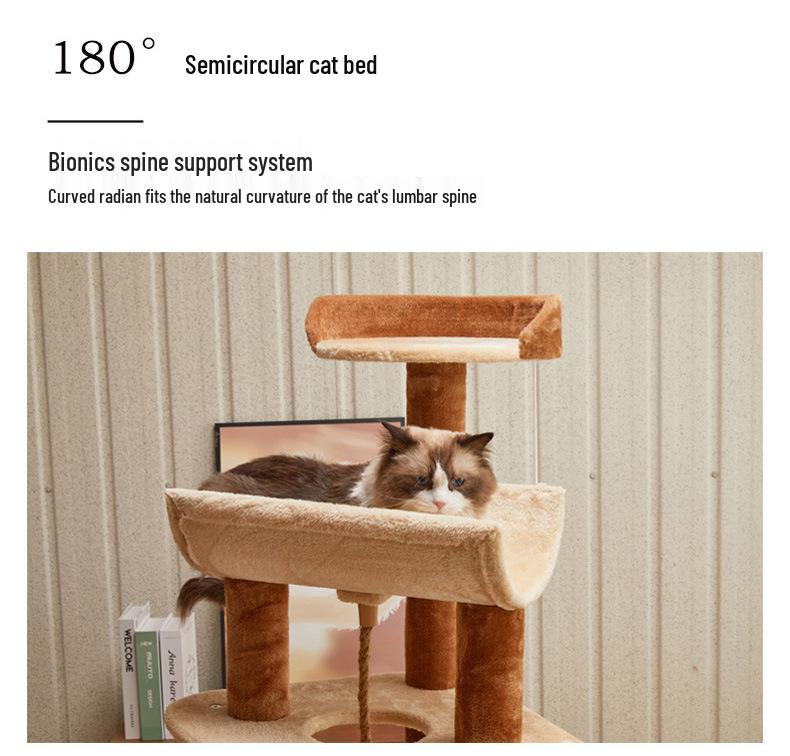 Large Wooden Cat Tree with Bed and Scratcher - Pet Supplies Cat Climbing Frame