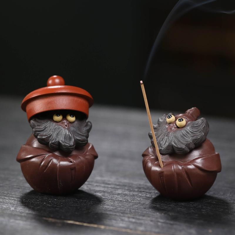 Chinese Yixing Purple Clay Tea Pet Good Luck Handmade Tea Figurine Ornaments Sculpture Crafts Desktop Decors Tea Set Decoration