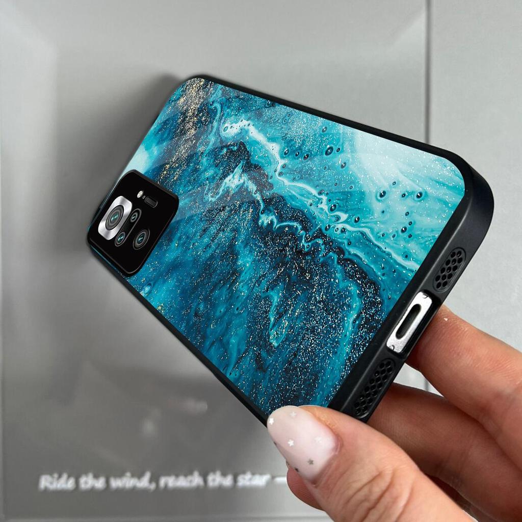 Aesthetic Ocean Fluid Marble Phone Case for Xiaomi Redmi Note 10 Pro 4G Shockproof Cover Protective Shell