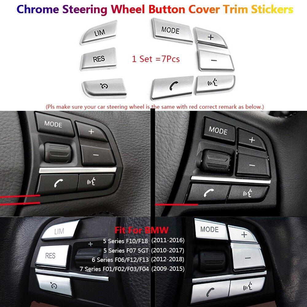 Chrome Car  Steering Wheel Switch Cover Trim For BMW 5 6 7 F10 F07 F06 F12 F01