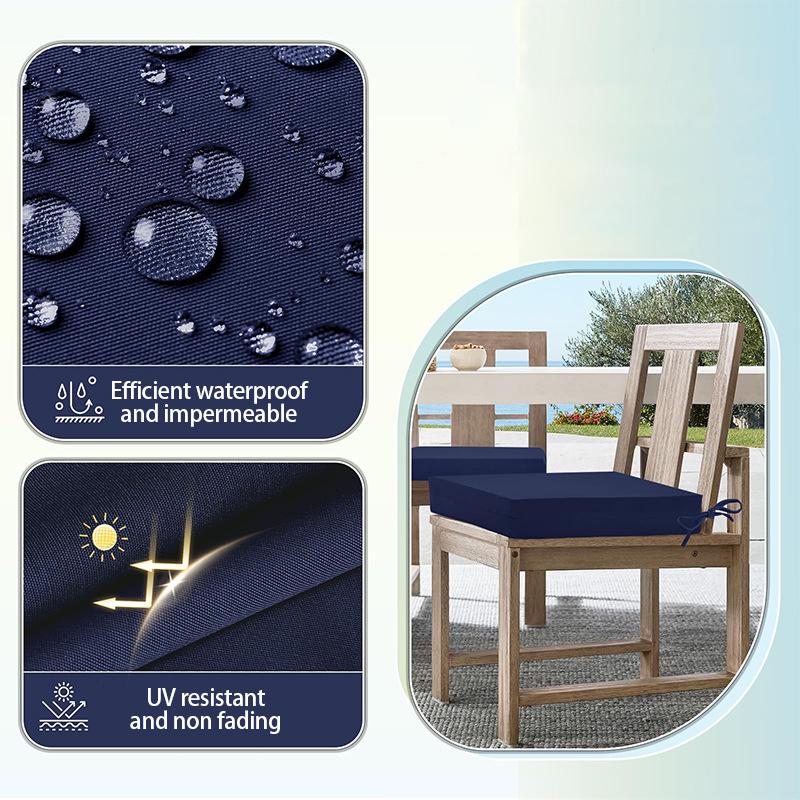 Outdoor Waterproof Cushion Cover, Garden Courtyard Sofa Rattan Chair Seat Pad Replacement, Anti-slip Lace-up Bench Cushion Cover