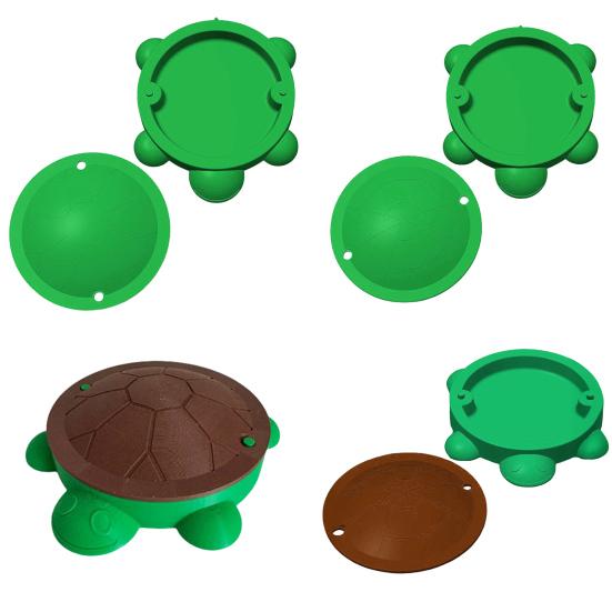 Mini Turtle Sandbox with Lid Summer Indoor Outdoor Round Tortoise Sand Storage Box 3D Printed Green Turtle Ornament Sand Container Beach Toy