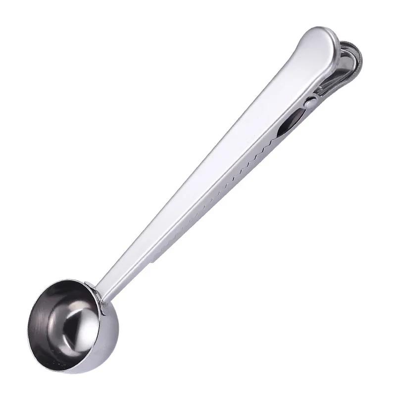 Multifunctional Sealing Clip Milk Powder Measuring Spoon Coffee Spoon Clip Two - in - one 430 Stainless Steel
