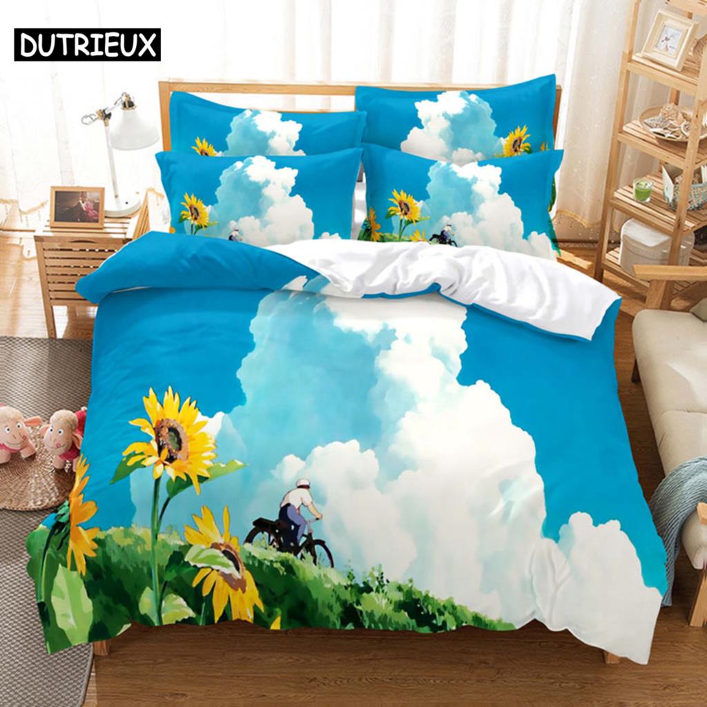 Sunflower Bedding Set Bed Linens Duvet Cover Quilt Comforter Pillow Case 3D HD Double Full King Queen Twin Bedroom 3PCS 2PCS