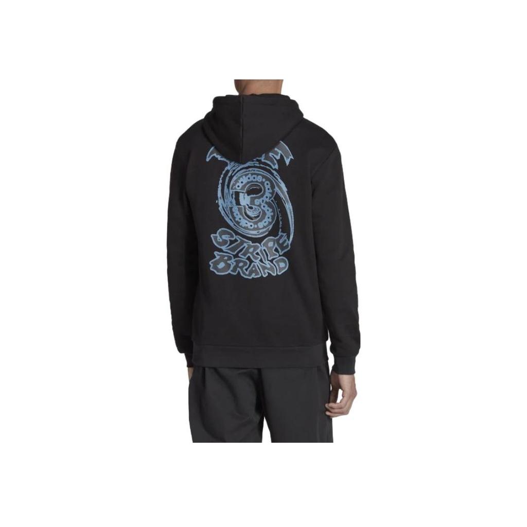 adidas Originals Egaron Solid Color Printed Hoodie Men Hoodies Black HL9243