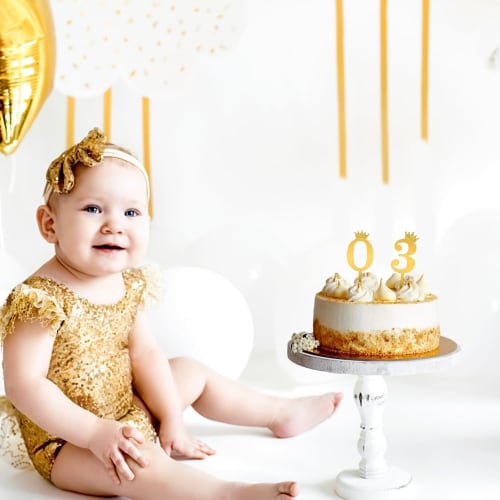 Conjunto de 10 Toppers de Bolo de Aniversário com Números Dourados, Cartões para Inserir no Bolo, Números 0-9, Picks para Cupcake, Celebração, Aniversário, Decorações de Bolo, Bolo de Aniversário