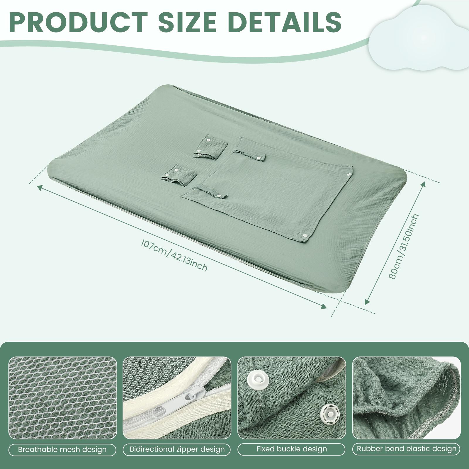 

Baby Car Seat Cover Universal Baby Stroller Accessories 3 Modes Windproof Infant Carrier Canopy with Two Way Zipper for Travel зелёный