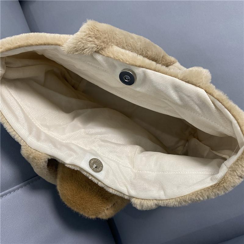 Large Capacity Capybara Plush Handbag Cartoon Capibara Fluffy Doll Tote Bag Commuter Bag Individuality Birthday Gift Room Decor