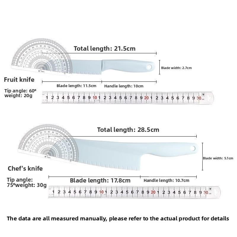 Non-slip Plastic Kitchen Knife for Cutting Fruits, Knife Set for Chopping Vegetables, Chopping Board, and Baby Food Set.