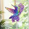 Barevný lapač slunce s kolibříkem Vitrážové akrylové květinové a kolibříkové dekorace Závěsný lapač slunce