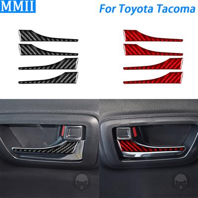 For Toyota Tacoma 2015- Carbon Fiber Inner Door Handle Panel Decorative Strips Car Interior Decoration Accessories Sticker