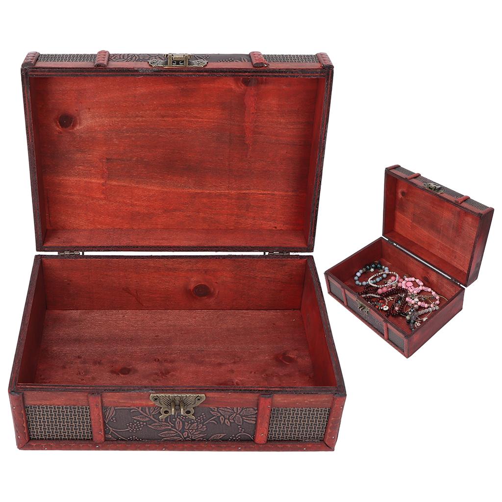 Retro Wooden Gift Box Essential Oil Alloy Hinge Decorative Treasure Storage Chest Box for Home Office