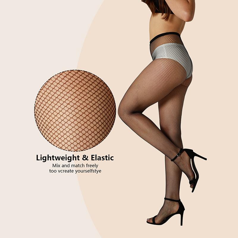 1 Pair Pantyhose Fishingnet Women'S High Waist Sexy Grid Fishnet Multiple Sizes Hollow Out Nylon Pantyhose Tights Party Dressing
