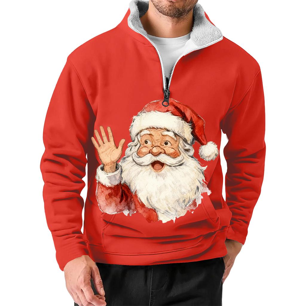 Pánská vánoční mikina se stojáčkem, horký prodej, venkovní ležérní top s límcem