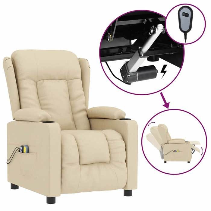 VidaXL Electric Massage Armchair, Reclining Seat with Backrest and Footrest, Riser Chair, Relaxation Chair 3098798
